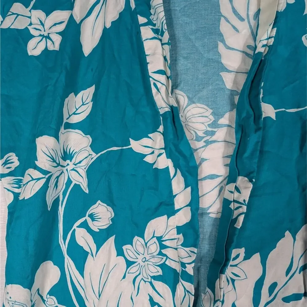 Vintage Hilo Hattie Cover All Wrap Womens Blue Floral 1970s Original W/Belt